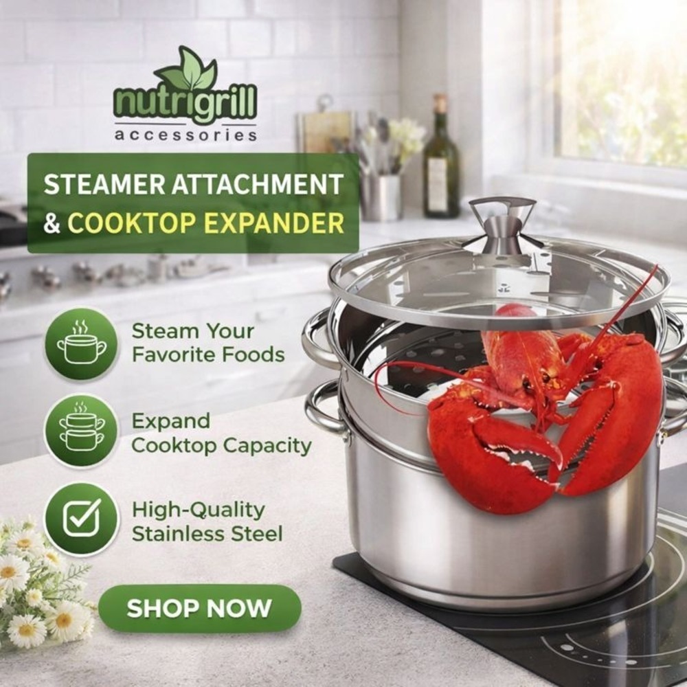 Nutrigrill Steamer Attachment 24cm Stainless Cooktop Expander Accessory - Picture 5 of 5